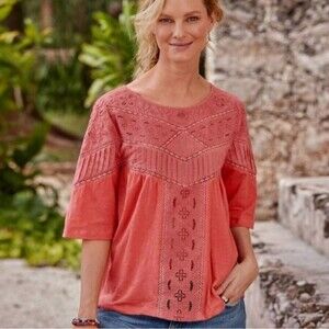 Sundance Western Travels Embroidered Pleated Travel Top Size XXL